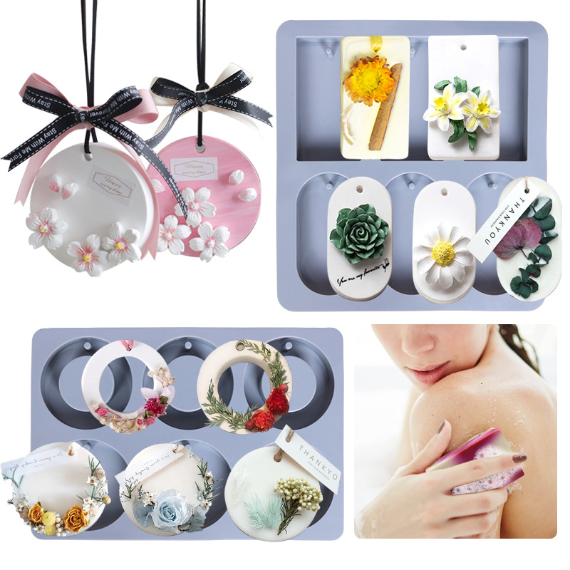 Elian diy epoxy 6-piece Square Oval handmade soap mold 6-piece round ring handmade soap mold