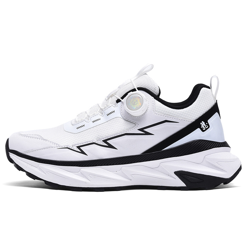 Side Swivel Button Men's Cross-border plus size Lightweight Breathable sneaker Thick Bottom Shock Absorbing Rebound Outdoor Running Shoes