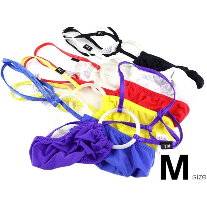 Men's Thong Thin Waist O-shaped JJ Set Plastic Large Circle Sexy Men's Underwear High Stretch Ice Silk Men's T-pants