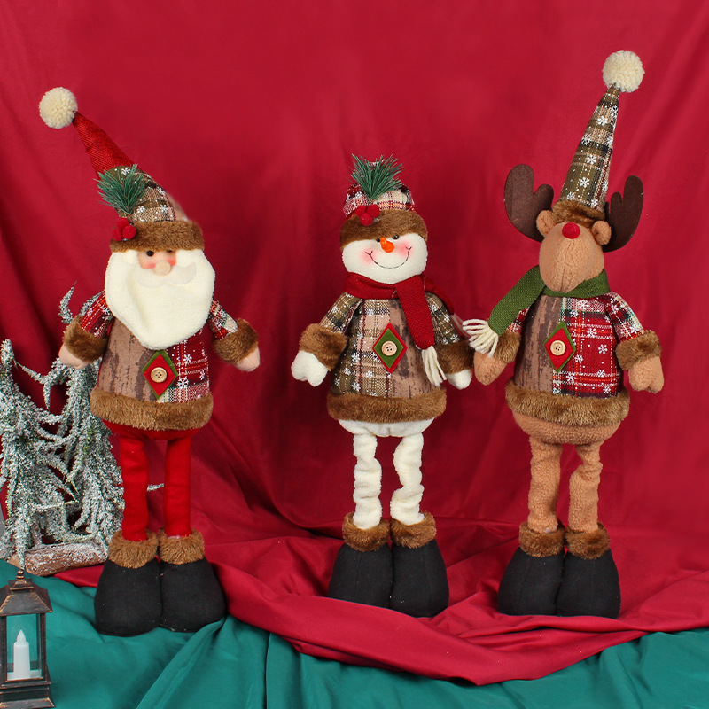 Hong Kong Love Cross-Border Christmas Retractable Doll Window Decoration Santa Claus Snowman Standing Doll Holiday Decoration