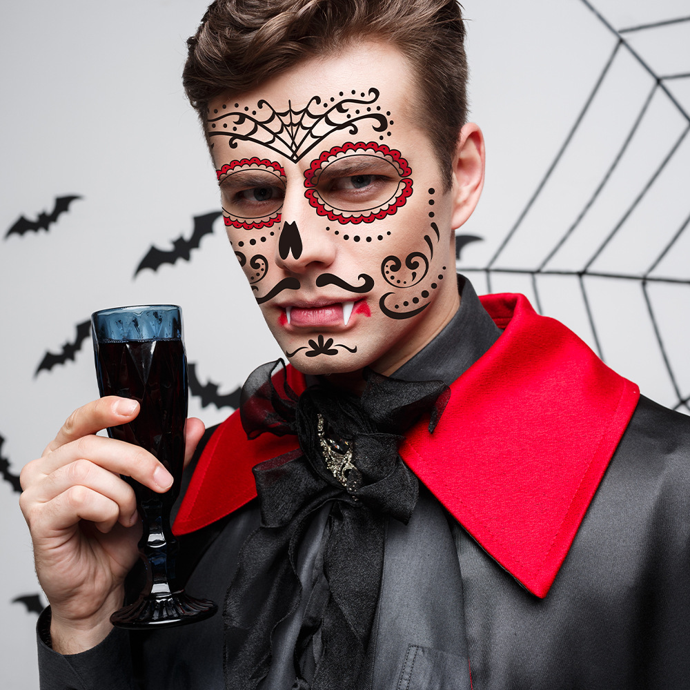 Picture of 2023 Cross-border New Halloween Funny Face Tattoo Sticker Masquerade Dead Dead Face Tattoo Sticker