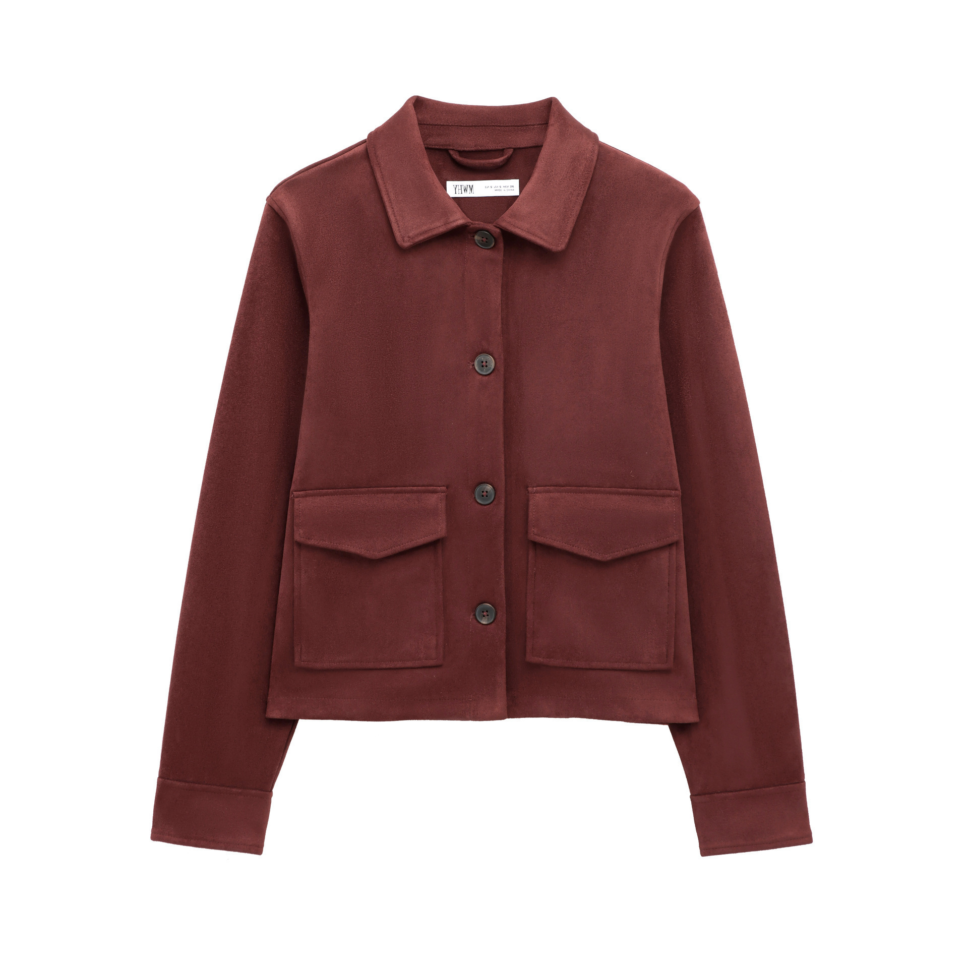 Picture of Simple Retro Suede Jacket Simple Retro Double Flap Pocket Pants Suede Jacket Women's Long Sleeve Single Breasted