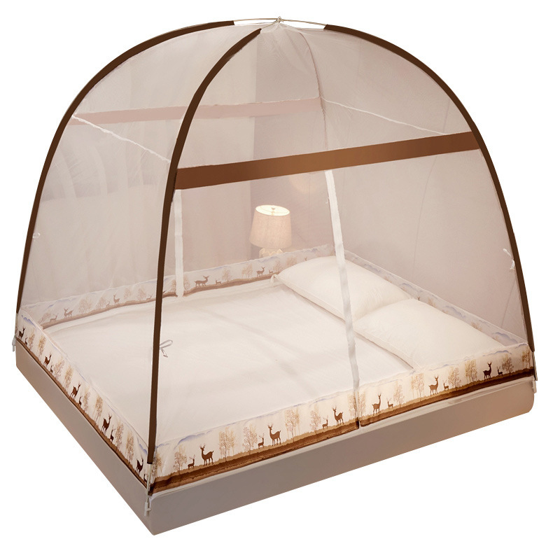 Picture of Summer Mongolian Yurt Mosquito Net Installation Free Household Children's Tattoo Net Wholesale Double Door Zipper Folding Dormitory Text Net