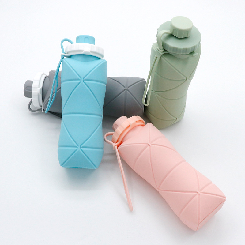 Thickened Silicone Foldableing Water Cup Cycling Water Kettle 600ml Travel Outdoor Running Fitness Telescopic Foldableing Cup in Stock