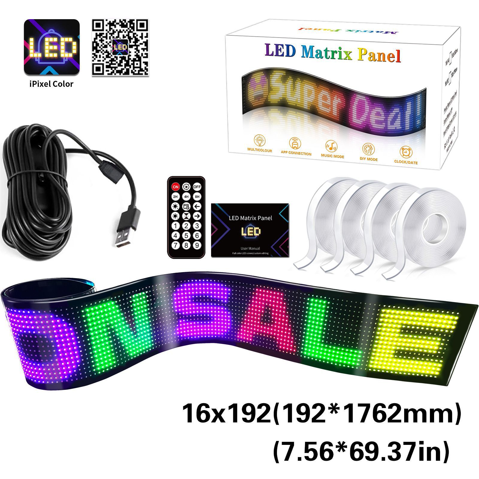 Led Flexible Display App Bluetooth Car Advertising Screen Full Color Smart Car Sticker Ip65 Waterproof Soft Screen Display
