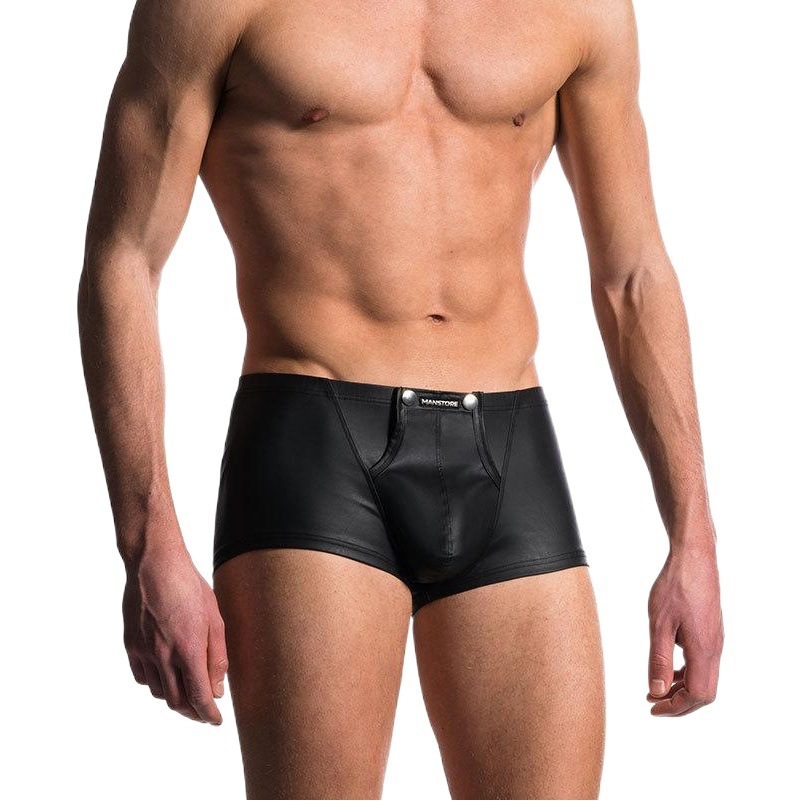 Men's patent leather boxer underwear four-angle leather low waist underwear U convex design a generation of hair