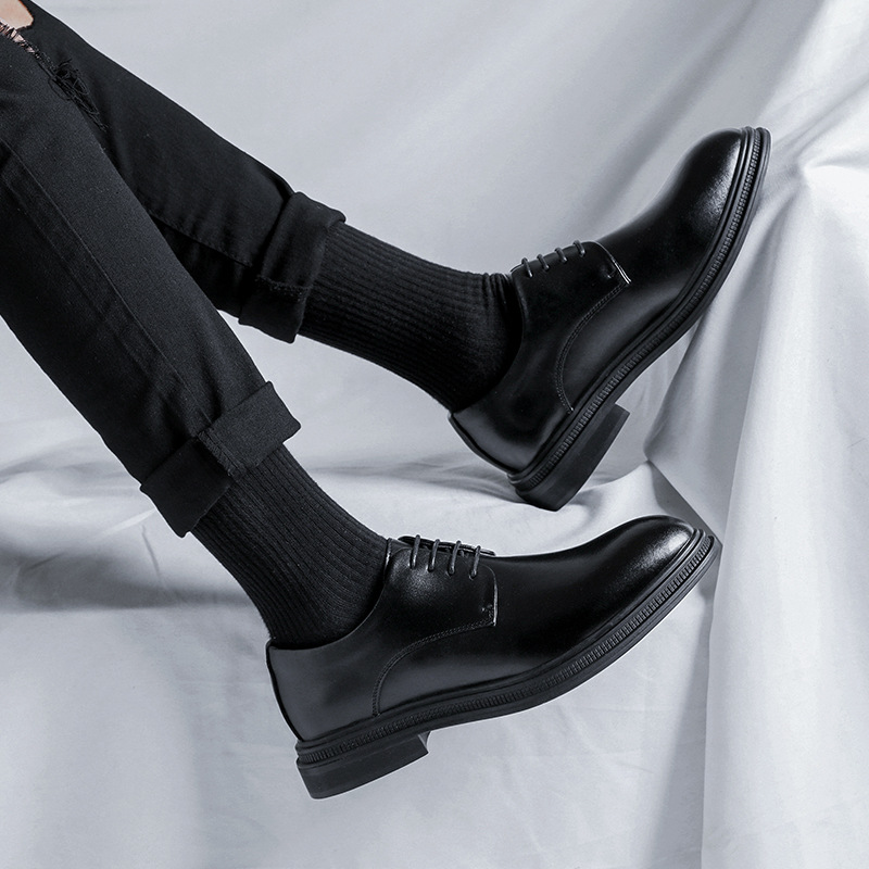Picture of Niche Soft Leather Casual Shoes, Spring Business Formal Leather Shoes, Inner Heightening Suit, High-End Wedding Groom's Shoes, Lace-Up
