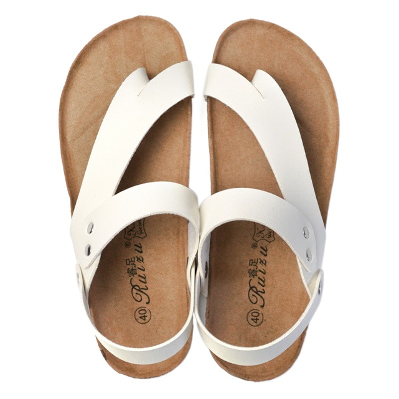 Foreign Trade Slippers Men's Summer Fashionable Flip-Flops Men's Cork Beach Korean Style Clip Foot Couple's Leather Sandals and Slippers Women's Summer