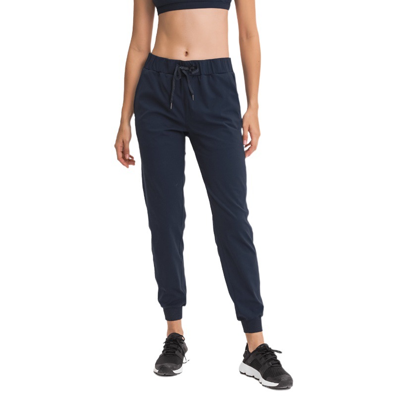 Cross-Border New Elastic Waist Yoga Pants Simple Straight Sports Casual Elastic Leg Nine-Point Pants for Women Dp022