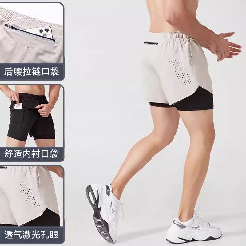 Sports Shorts Men's Summer Double Lined Basketball Training Fitness Pants Loose Breathable Running Quick-drying Shorts