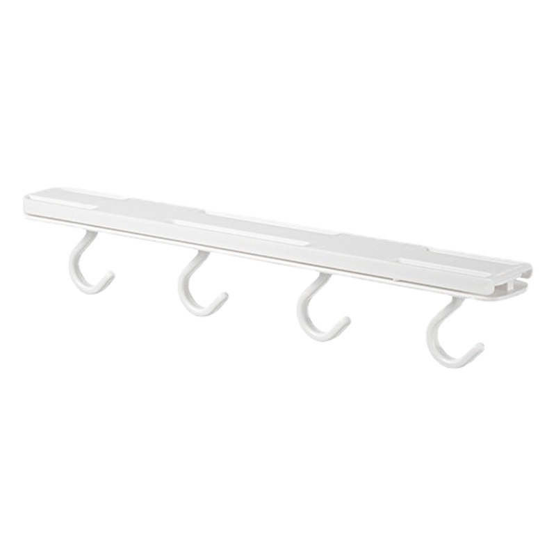 Gap Hook Punch-free Wall Hanging Four-row Adhesive Hook Kitchen Bathroom Retractable Storage Rack Cabinet Plastic Hook