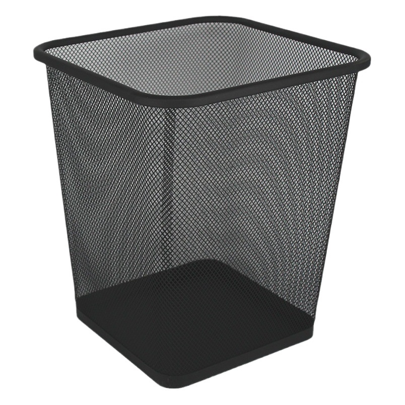 Square Metal Iron Net Trash Bin Wholesale Home Open Style Office Kitchen INS Coverless Waste Paper Trash Bin