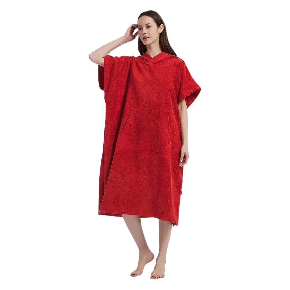 Microfiber Bath Hooded Poncho Wholesale Absorbent and Warm Adult Bathrobe Swimming Changing Robe Beachwear