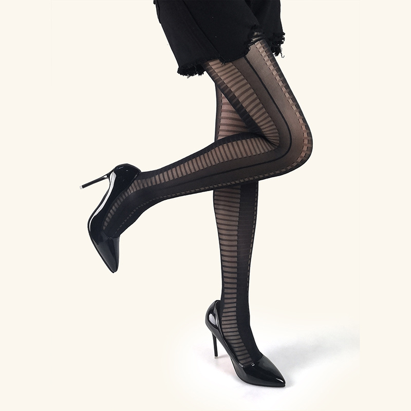 Tianzi 8D super transparent thin slimming jacquard pantyhose 8553 Korean style T crotch sexy women's socks black stockings summer ins fashion