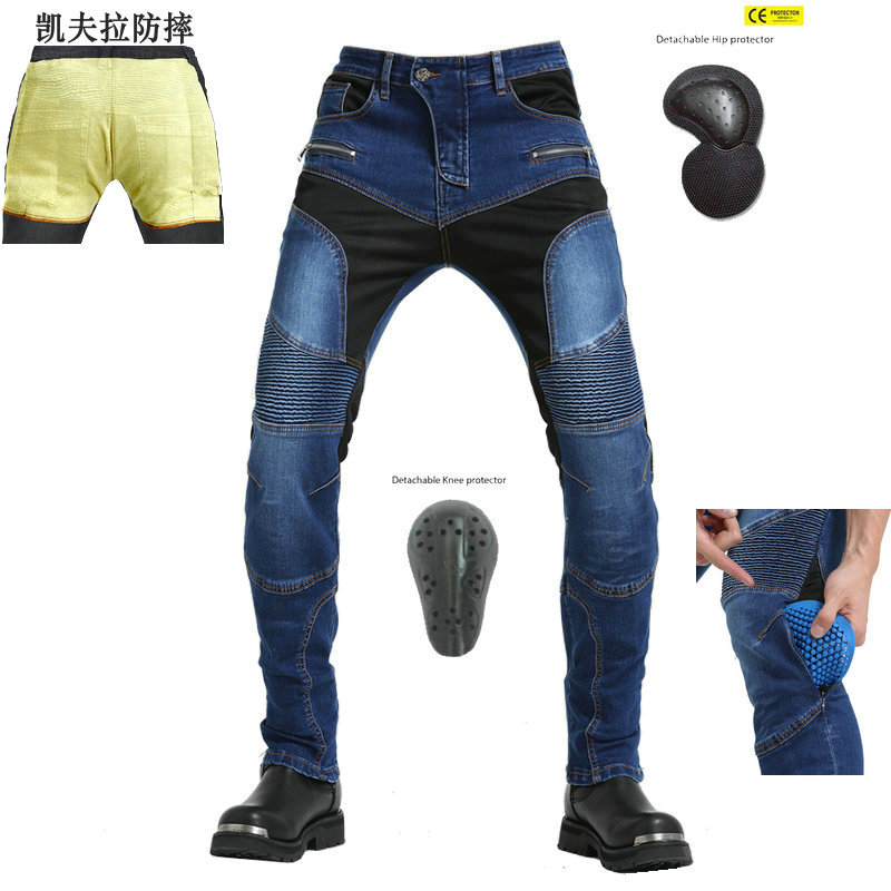 Picture of VOLERO summer motorcycle riding jeans men's motorcycle riding Kevlar anti-fall pants upgraded protective gear