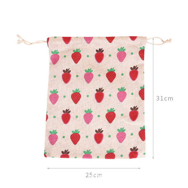 Picture of Printed cotton drawstring bag small bag home travel sundries storage bag Christmas gift packaging bag in stock