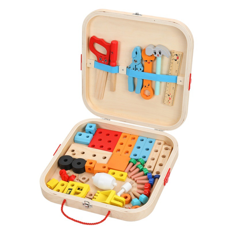 Picture of Children's Toolbox Simulation Screw Dismounting Nut DIY Multifunctional Wooden Boys Play Home Educational Toys