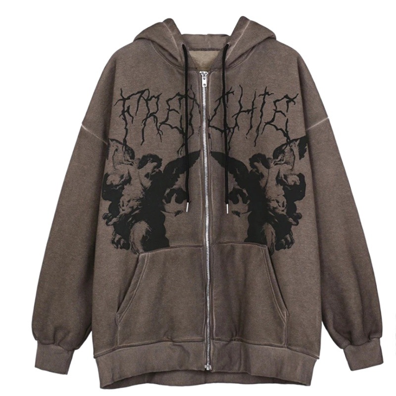 Cross-border European and American New Hoodie Sweater Women's Loose Street Sports Zipper Cardigan Jacket Women's Support Hair