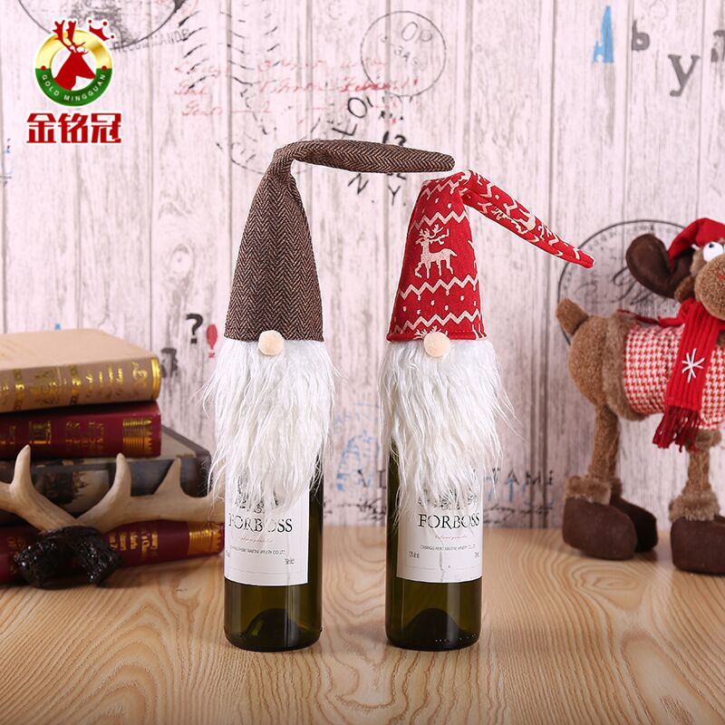 Christmas Decorations Creative Printed Forester Red Wine Bottle Cap Holiday Table Champagne Set Christmas Red Wine Bottle Set