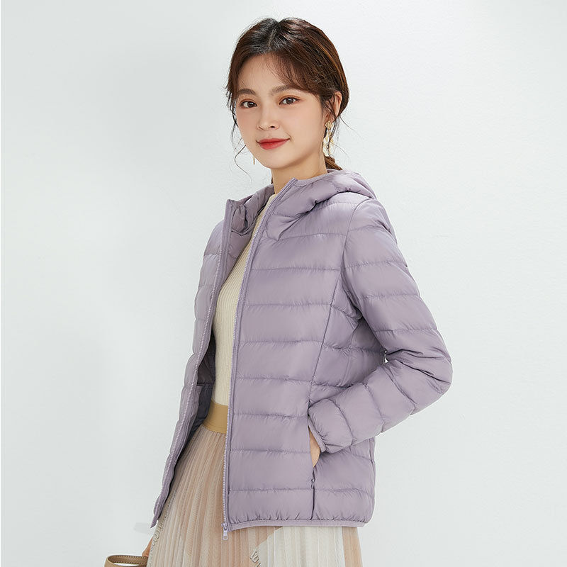 Picture of 90 down down Jacket Women's Hooded Lightweight Short Large Size Lightweight Western Style White Duck down Jacket Pinghu down Jacket Wholesale