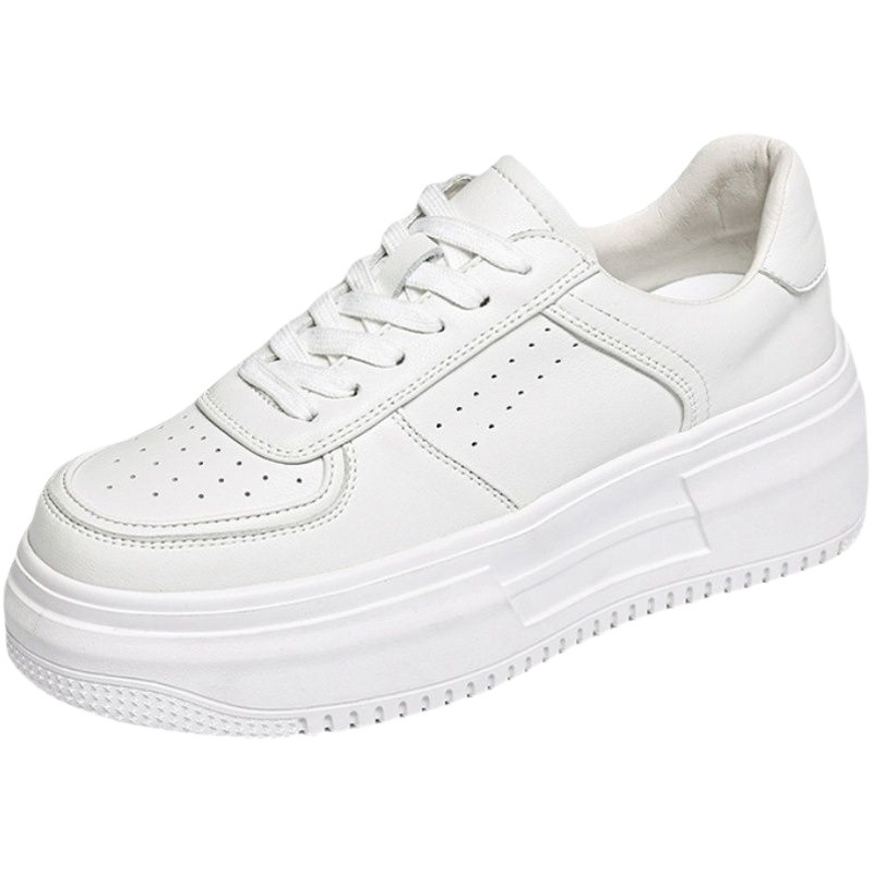 2023 Summer Thick-Soled White Shoes for Women 2022 New Korean Style Fashion Platform Shoes Niche Lace-Up Round-Toe Sports