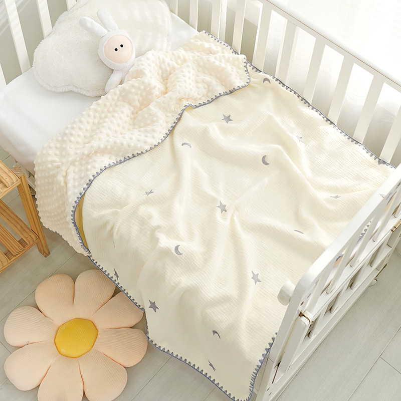 Picture of Bean Blanket Baby Gauze Blanket ins Embroidered Newborn Baby Calming Blanket Children's Blanket Baby's Quilt