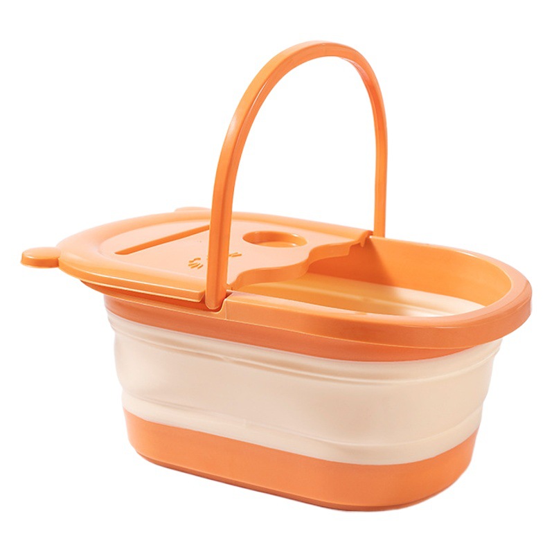 Picture of Foldable Foot Bath Bucket, Foot Bath Basin That Reaches the Calves, Plastic Foot Wash Basin, Foot Care Basin with Lid, Smart and Storable