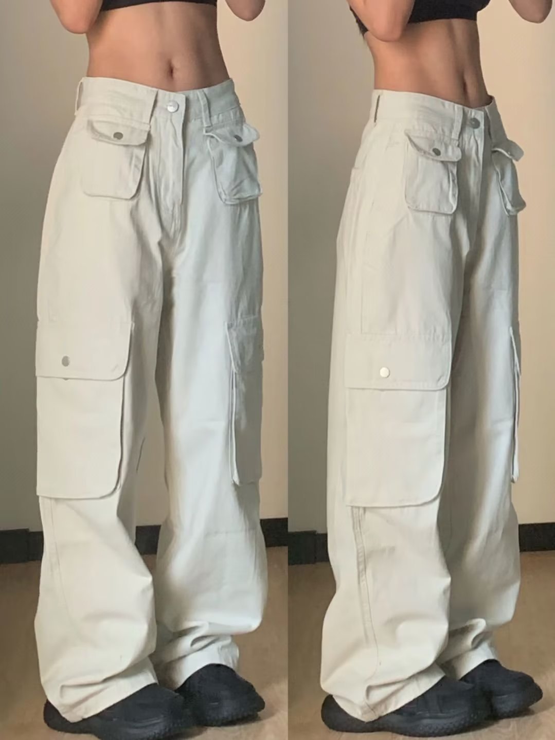 American-style High Street White Tooling Jeans Women's Autumn 2024 New Explosions Small Loose Straight Wide-leg Pants