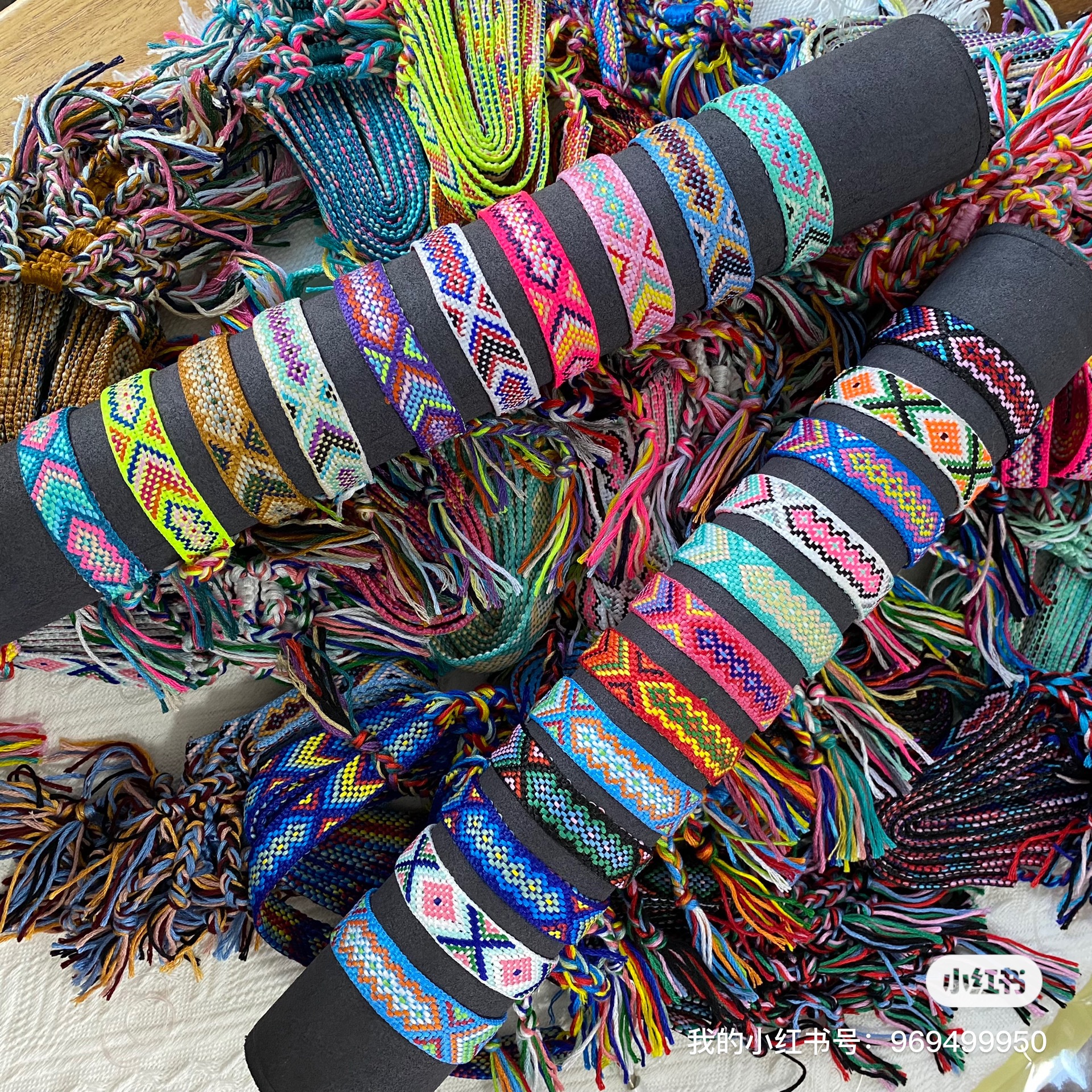 Picture of Colombian Style Ribbon Cotton Bracelet Women's Handmade Woven Ethnic Style Geometric Color Tassel Pure Lucky Hand Rope