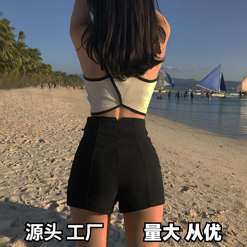 plus size Women's chubby girl Black Shorts Outer Wear Three-point Tight Elastic High Waist Casual Hot Pants Sexy Slimming Pants