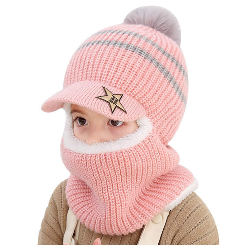 Picture of Children's Hat New Velvet Warm One Hat Boy's Wool Hat Face Protection Neck Baby Hat Winter Cap