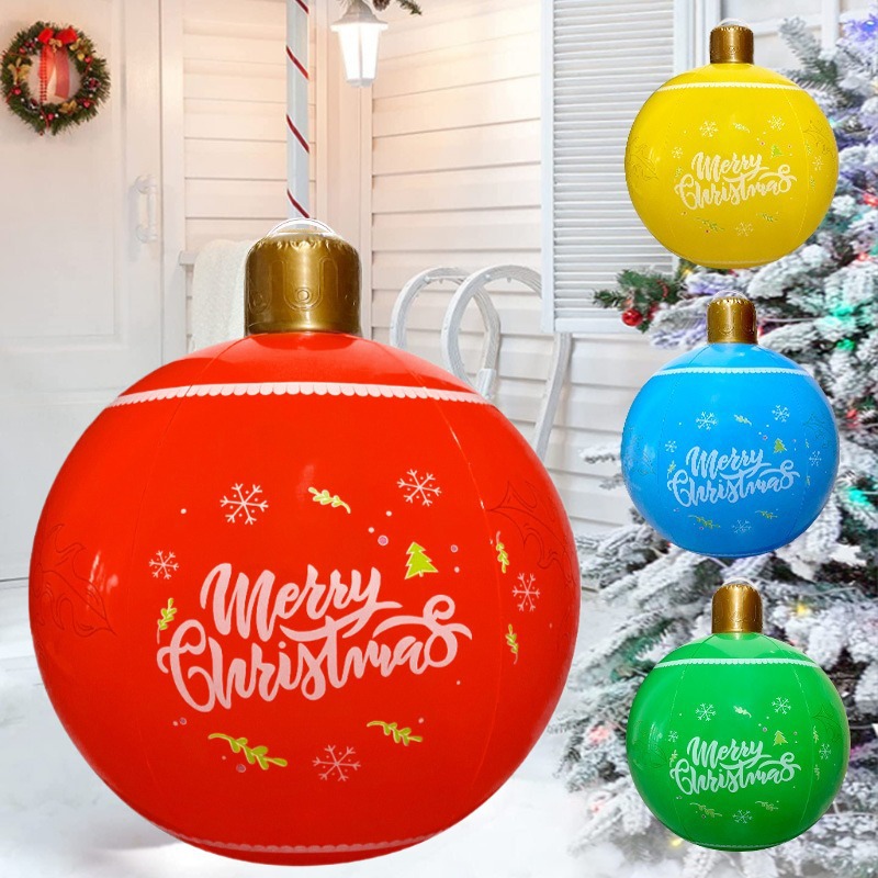 Cross-Border Pvc Inflatable Christmas Ball with Hanging Hole Lantern Ball Outdoor Courtyard Christmas Decoration Hot-Selling Cross-Border