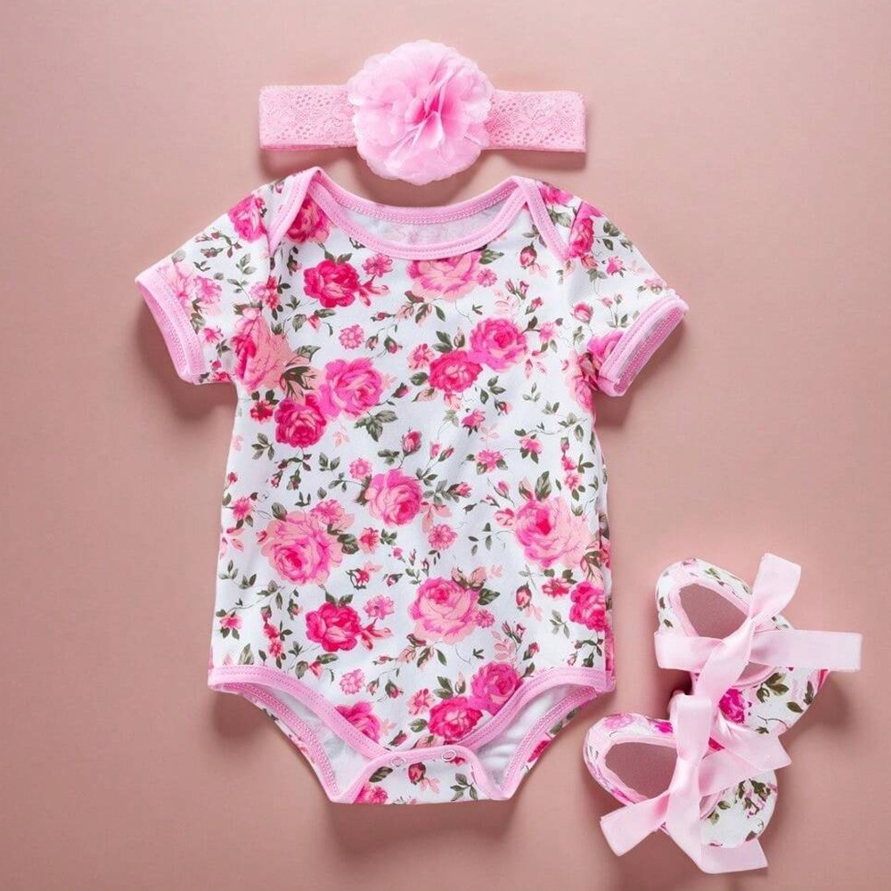 Factory Direct Sales Baby Jumpsuit Summer Baby Short-Sleeved Harem Shoes Rose Leopard Print Romper Suit