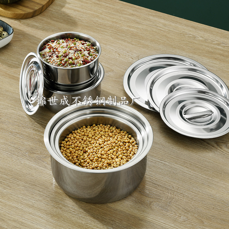 Picture of Stainless steel cooking pot with lid seasonings bowl salad bowl flavor cup steaming soup pot cross-border Southeast Asia three-piece set five-piece set