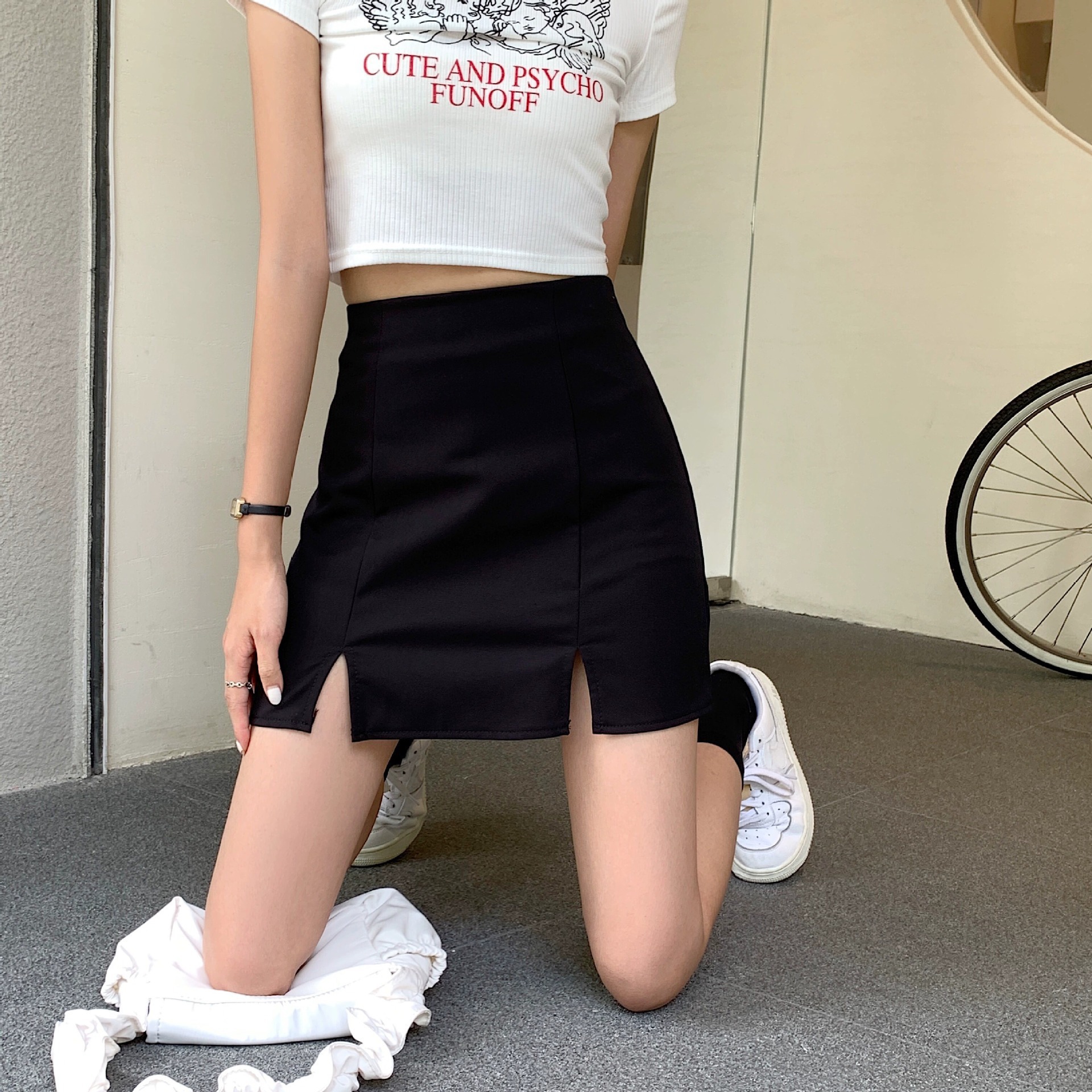 Thin Skirt Women's Summer Black A- line Skirt Summer Professional Skirt Hip Anti-running Work Skirt White Work Dress