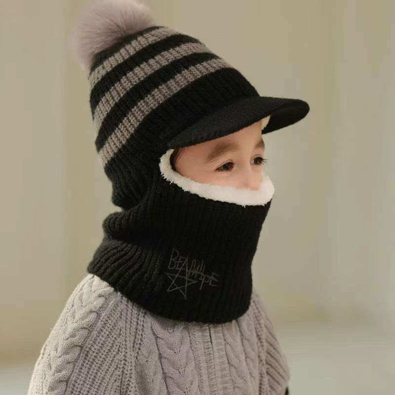 Picture of Children's Hat New Velvet Warm One Hat Boy's Wool Hat Face Protection Neck Baby Hat Winter Cap
