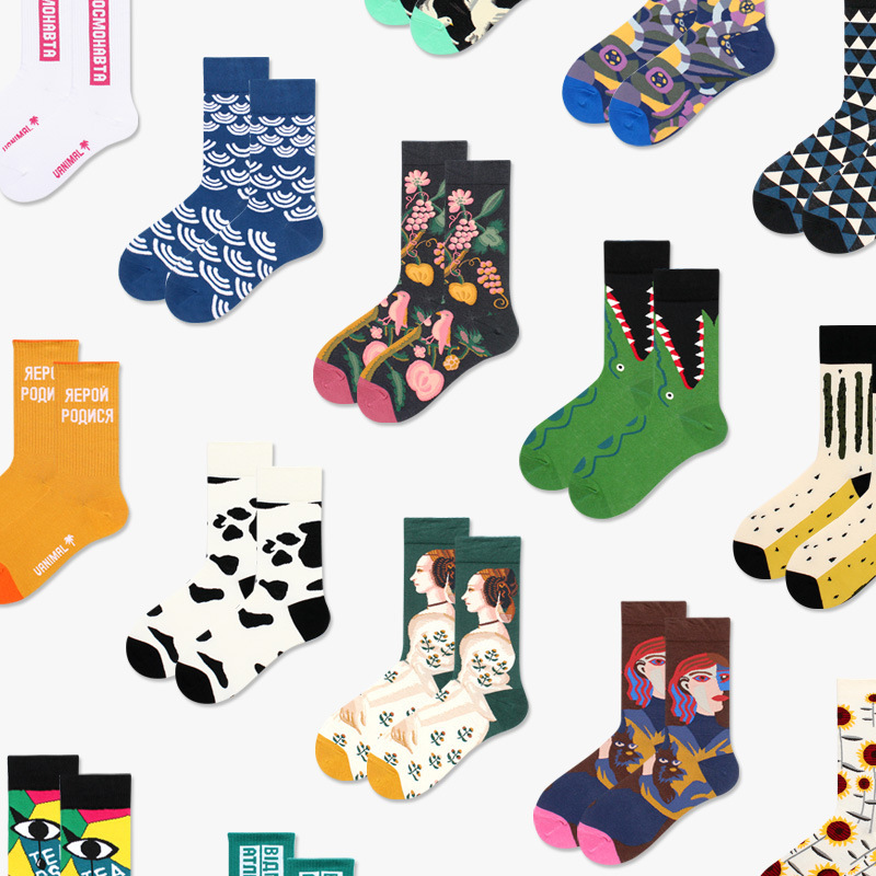 Picture of Mid-Calf Trendy Socks, Fashionable and Comfortable, Elegant Couple Socks, Long Socks for Export, Trendy Oil Painting Style, Jk Internet Celebrity High Socks, Wholesale
