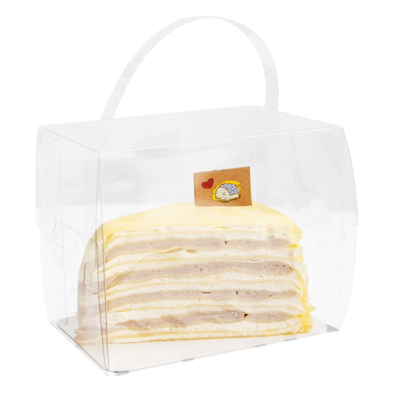 New variety of cut cake with portable transparent box lasagna mousse cut triangle dessert tea break wholesale