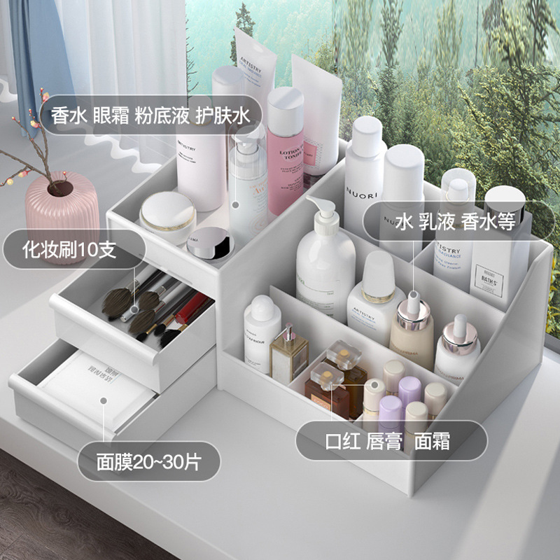 Picture of Drawer-type Desktop Stationery Organizer Sundries Storage Rack Storage Rack Desktop Cosmetic Storage Box