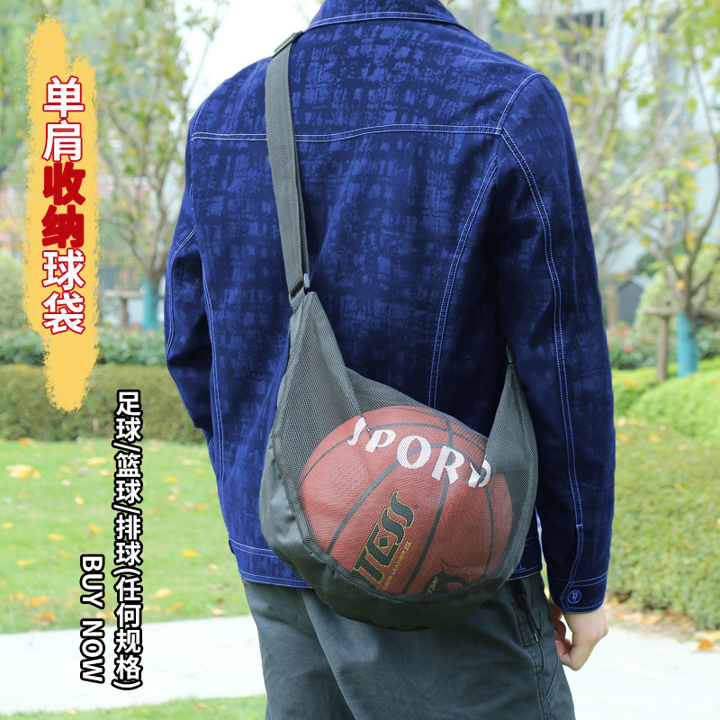 Picture of Basketball Bag Single Shoulder Diagonal Volleyball Football Sports Storage Bag Large Capacity Portable Mesh Bag Universal for Men and Women