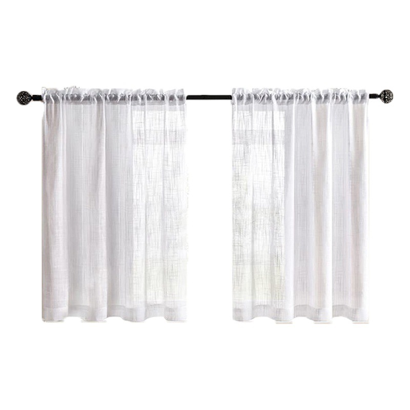Amazon cross-border gauze curtain transparent opaque Doris yarn rod short curtain white screen finished curtain wholesale
