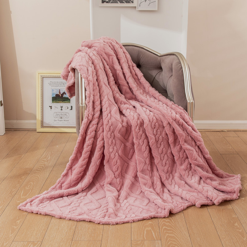 Picture of Solid Color 3D Jacquard All Year Round Taffeta Blanket Quilted Flannel Spring and Summer Nap Blanket Cover Small and Super Soft