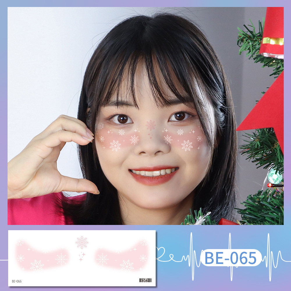 Picture of New cute Christmas face tattoo stickers love snowflake elk girl blush makeup face stickers cross-border in stock