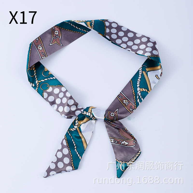 Picture of Silk Scarf Wholesale Long Beveled Small Silk Scarf Double-layer All-match Hair Belt Ribbon Decoration Tie Bag Hand Gift Box Silk Scarf