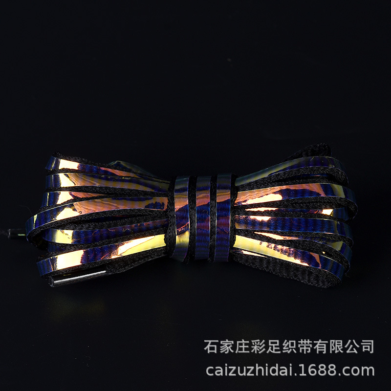 Picture of Reflective shoelaces men and women personality tide semicircle flat black and white color sports basketball shoes shoelaces strength factory