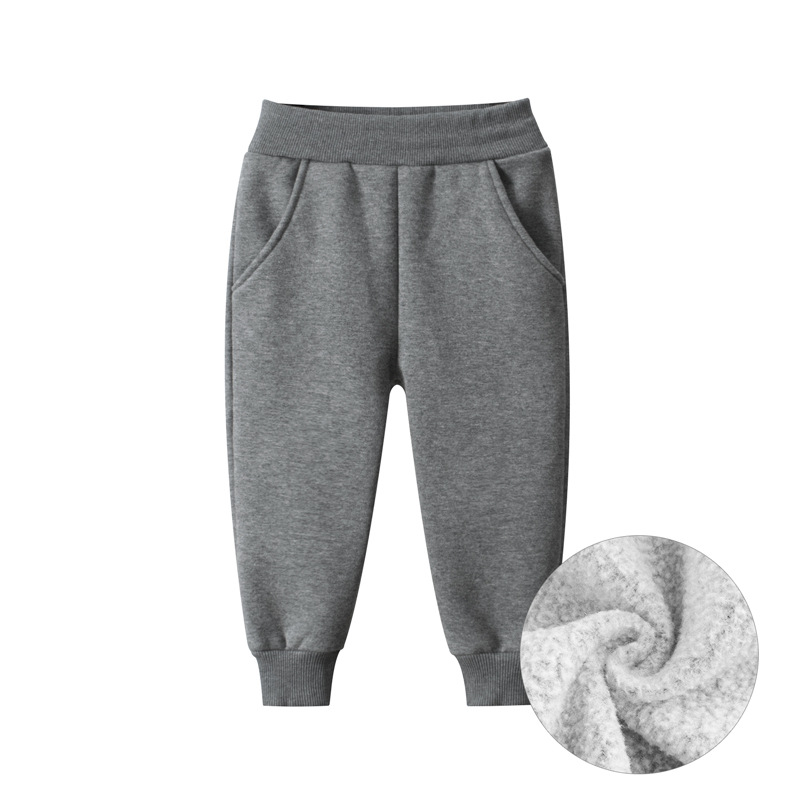 Picture of 27kids Korean children's clothing autumn and winter new wholesale solid color children's sports trousers boys plus velvet casual pants