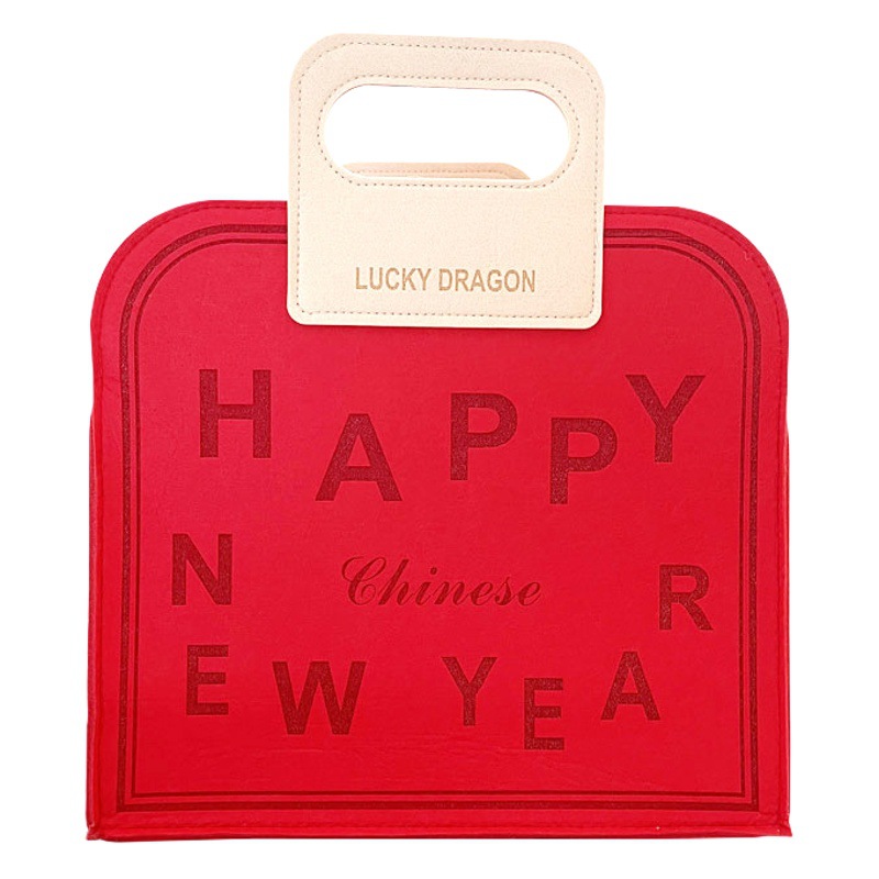 2025 Year of the Snake Felt Bag New Year Hand Felt Bag Red Festive Annual Meeting Felt Gift Bag Gift Box Set