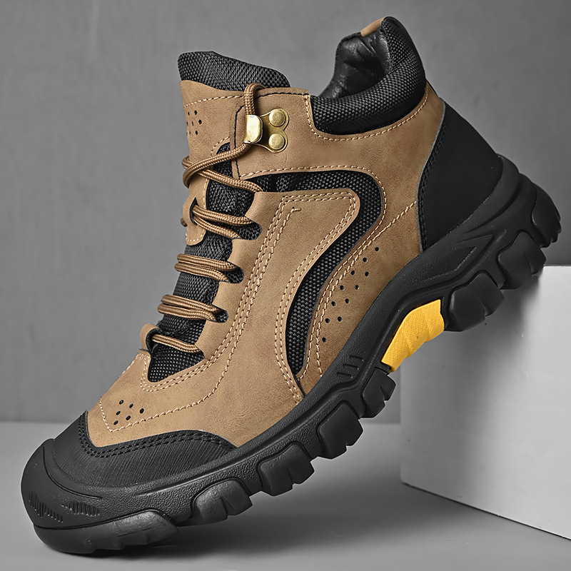 Cross-Border Popular Outdoor Men's Shoes, Fashionable Autumn and Winter Velvet Martin Boots, Men's Snow Boots, Non-Slip Hiking Shoes, Short Boots
