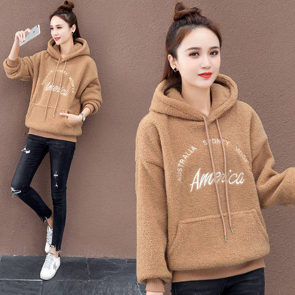 Imitation Lamb Fleece Thickened Fleece-lined Hooded Women's Fashionable 2022 Winter New Korean Style Warm Casual Student Jacket