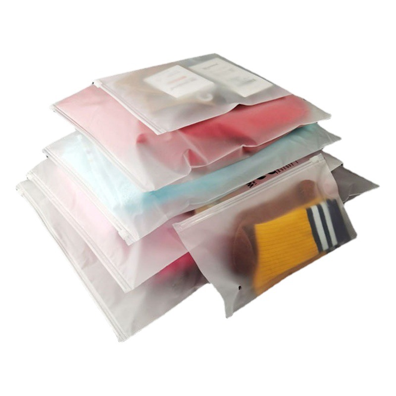 Horizontal garment zipper bag thickened garment bag cpe frosted zipper bag underwear socks clothes packaging bag spot